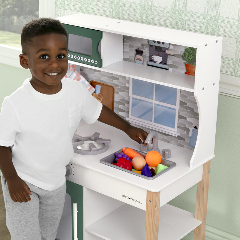 Delta Children Tiny Chef Play Kitchen Toy Kitchen Playset With Realistic Knobs That Turn Click Wayfair